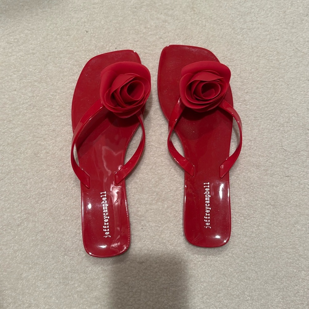 Jeffrey Campbell red jelly rose sandals